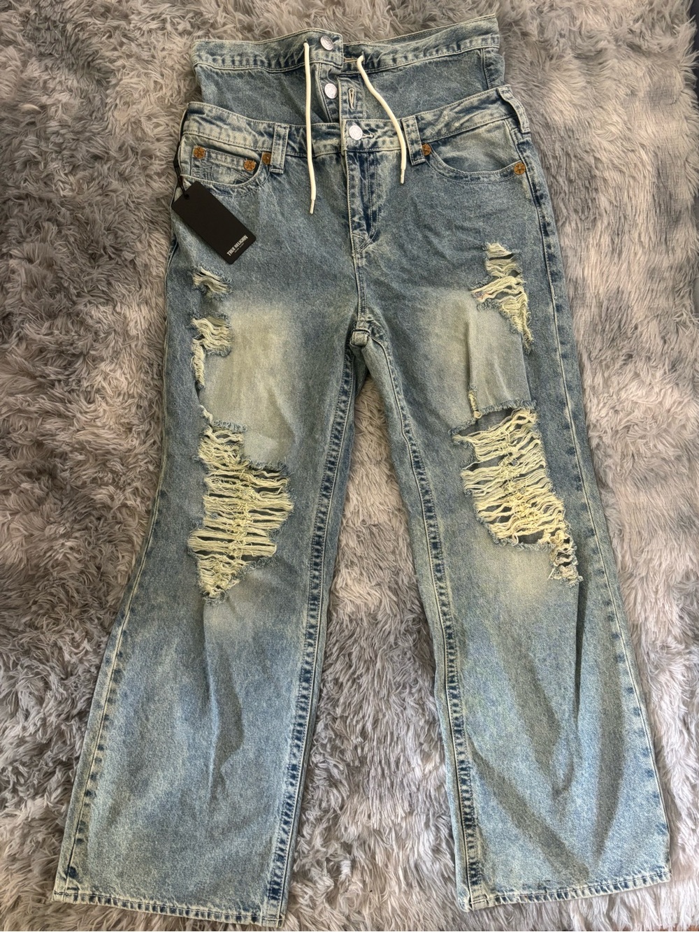 Bobbie Double Waisted Baggy True Religion Jeans